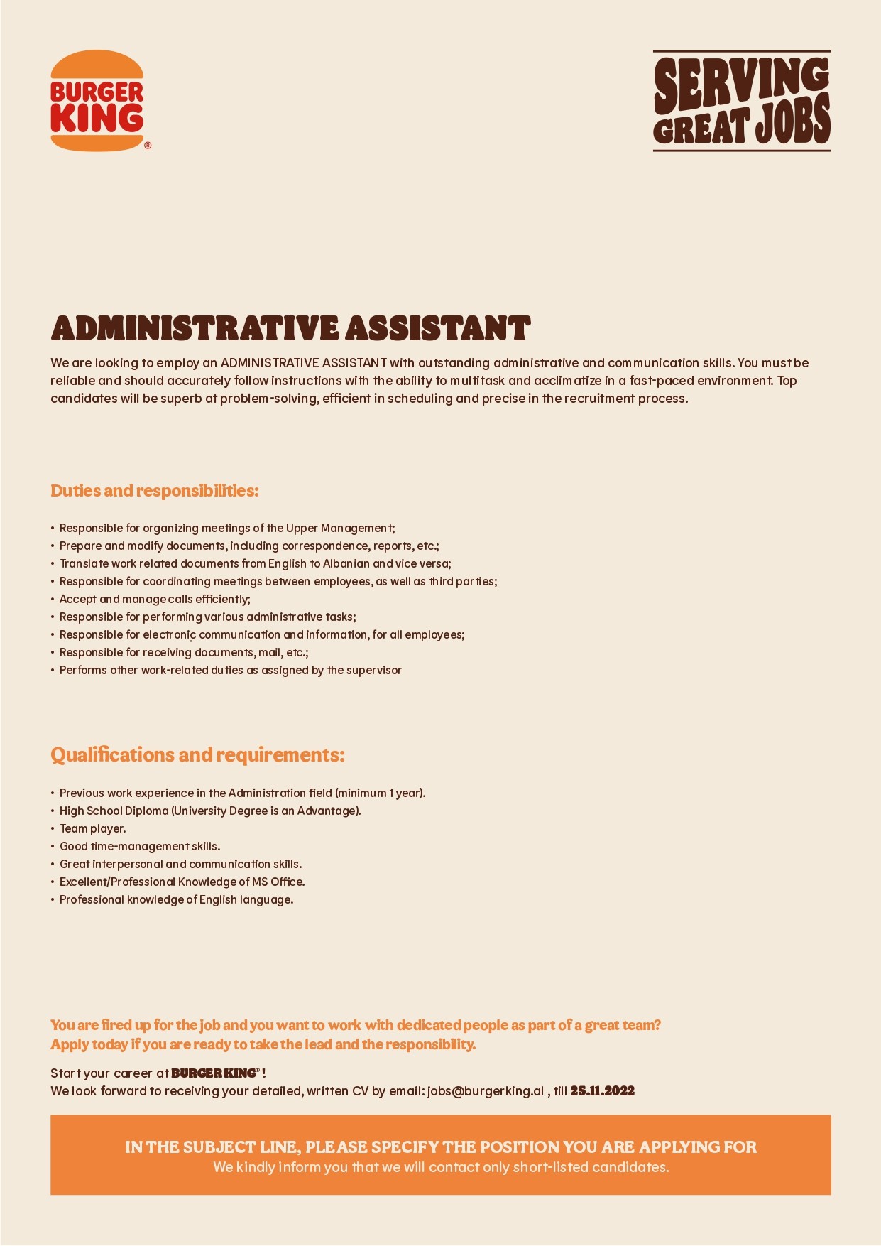 ADMINISTRATIVE ASSISTANT